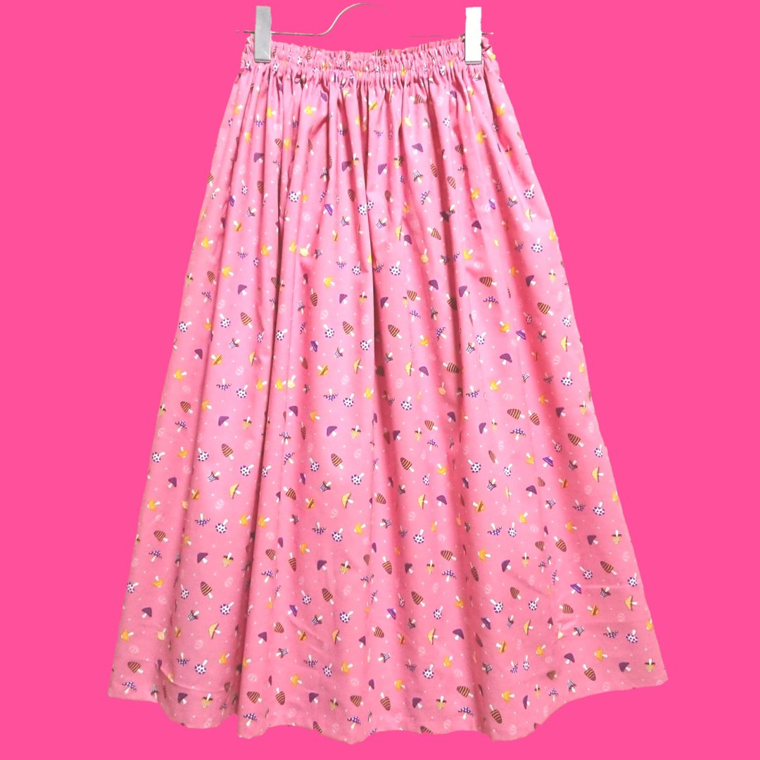 minimini Mushroom Skirt Pink / Free size / JAPANESE TEXTILE / Made in Japan - 裙子 - 棉 粉红色