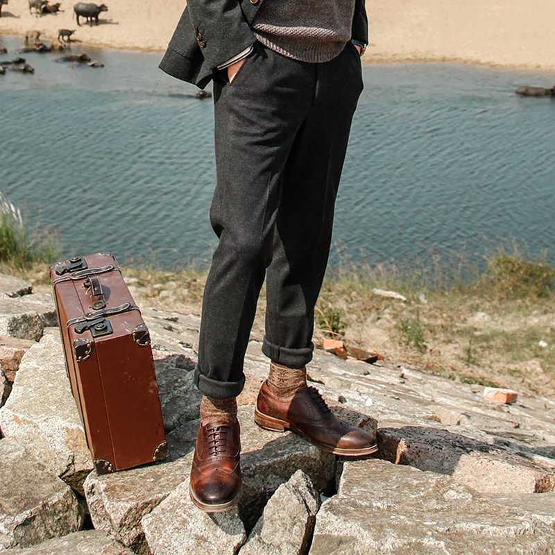 SOARIN英伦复古窄管弹力西装裤(73F64) - 男士长裤 - 聚酯纤维 多色