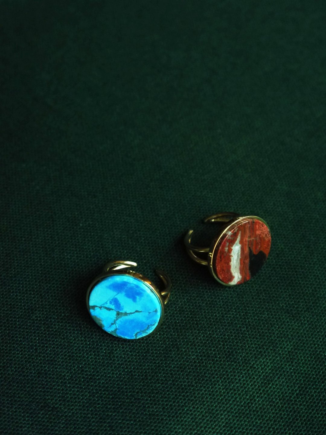 圆石戒指 Round Stone Ring - 戒指 - 铜/黄铜 金色