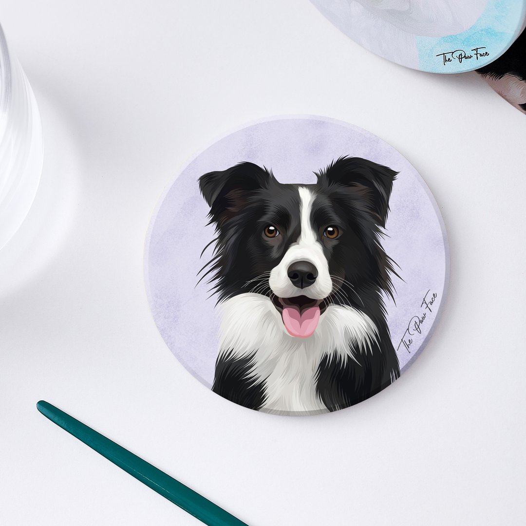边界牧羊犬 边境牧羊犬 狗狗-圆型陶瓷吸水杯垫/动物/居家用品 - 杯垫 - 陶 