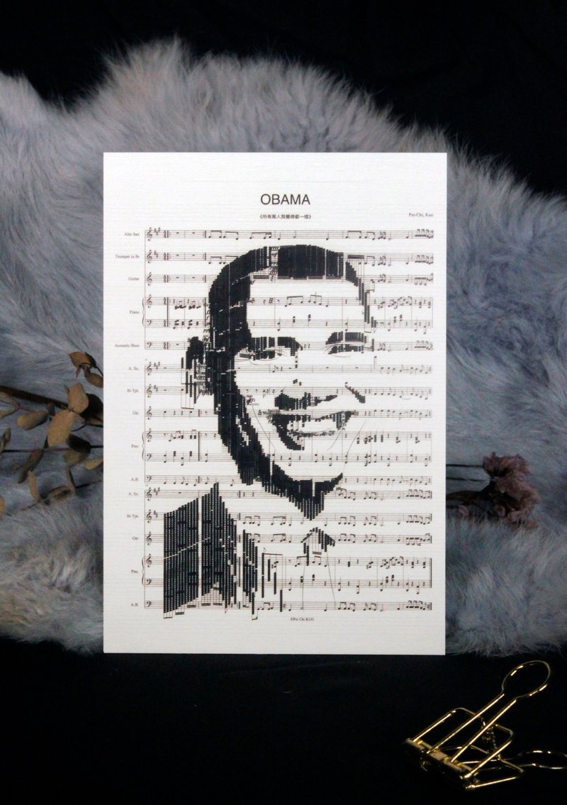 【乐谱明信片】欧巴马-声音肖像 - 卡片/明信片 - 纸 白色