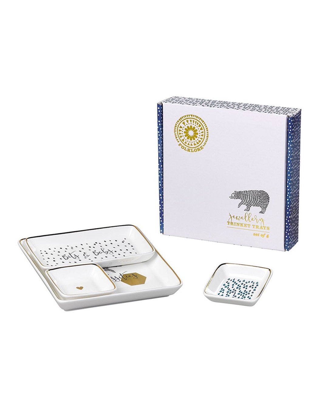 英国Wild & Wolf森林系列小熊餐盘/酱料盘/饰品盘组(四入)-现货 - 盘子/餐盘/盘架 - 陶 白色
