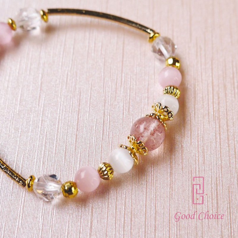 情人节推荐-心之锁钥-心语- I草莓晶I 粉红猫眼I 白猫眼 I 白水晶 - 手链/手环 - 水晶 粉红色