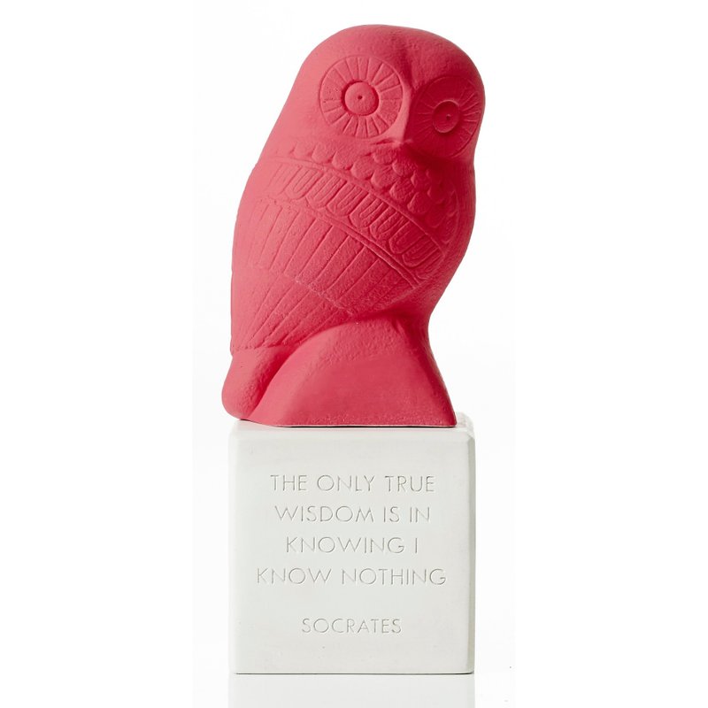 古希腊 猫头鹰摆饰 Wise Owl (浅红) - 手工陶制雕像 - 摆饰 - 陶 红色