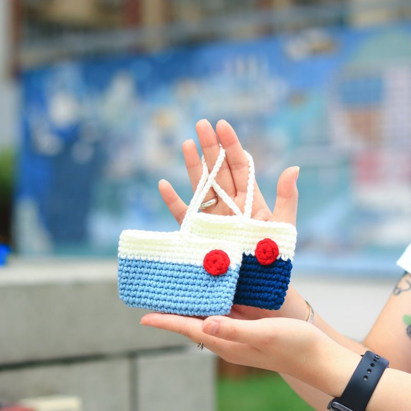 钩织穿孔挂绳卡套包 - 经典富士山配色 CB001-030 - 名片夹/名片盒 - 棉．麻 多色