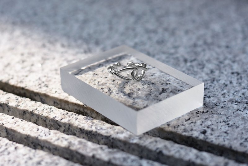 双眼纯银戒指 - 戒指 - 纯银 银色