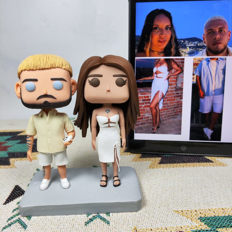 纯手工定制美国Funko Pop 自画像公仔情侣父母夫妻结婚周年礼物 - 玩偶/公仔 - 粘土 多色