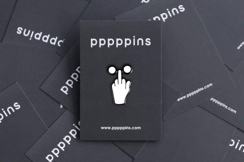 F You 去你的 珐琅别针 - 胸针 - 其他金属 蓝色