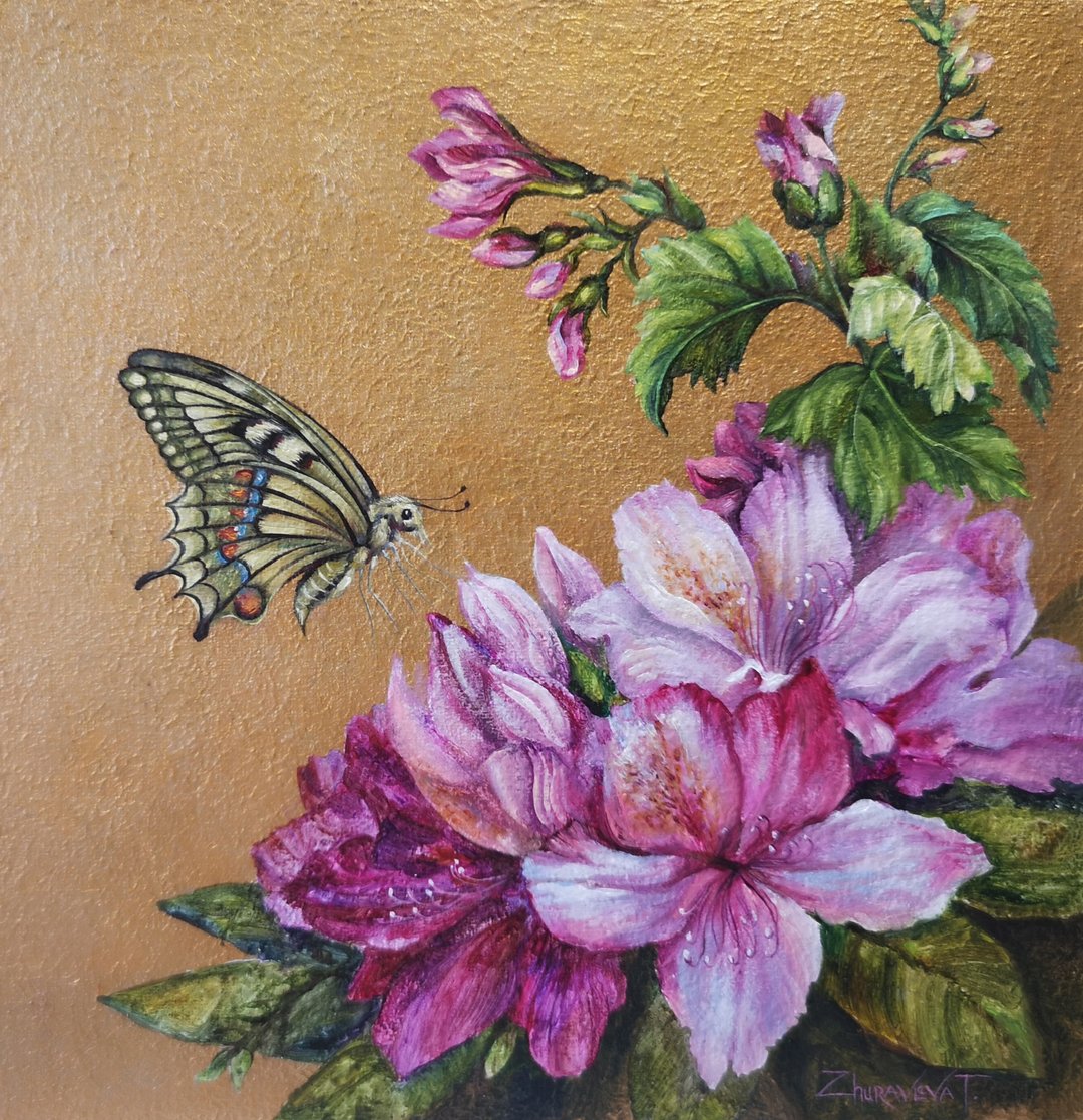 Oil Painting Original Art Rhododendron on Canvas panel - 海报/装饰画/版画 - 其他材质 
