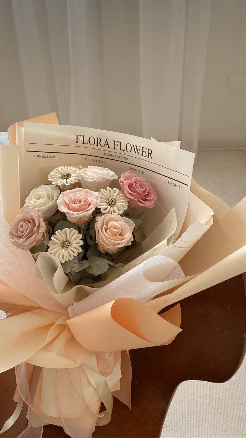 Flora Flower 干燥永生花花束-奶油蜜橘 - 干燥花/捧花 - 植物．花 橘色