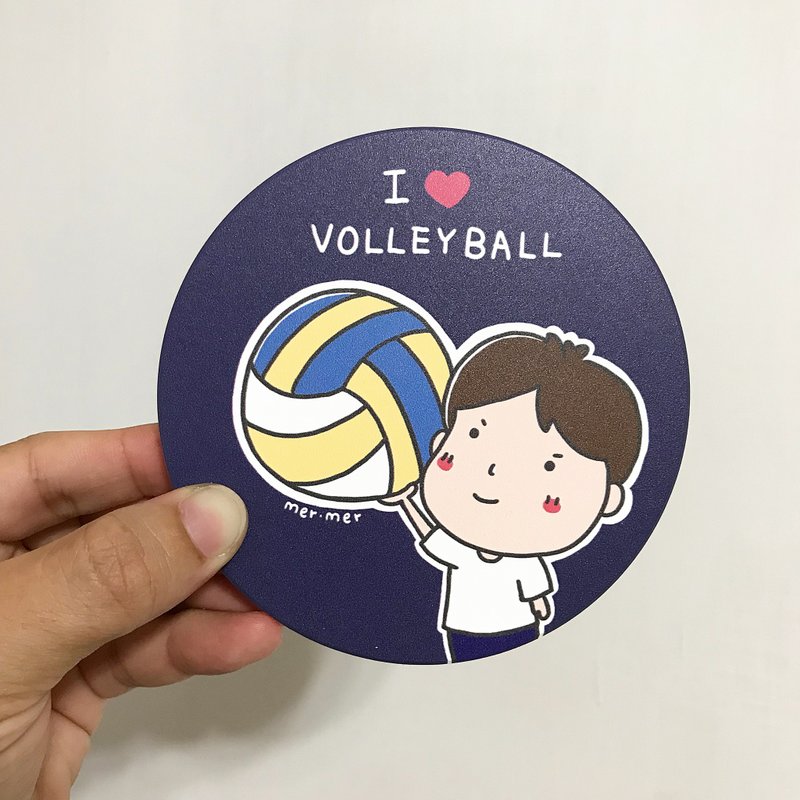 我爱排球 I love volleyball 吸水杯垫 - 杯垫 - 陶 多色