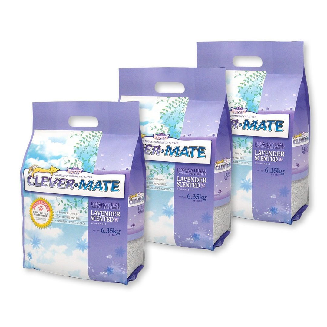 CEVER MATE天然膨润土+除臭+抑菌猫砂-典雅薰衣草(6.35公斤x3包) - 清洁/美容 - 其他材质 紫色