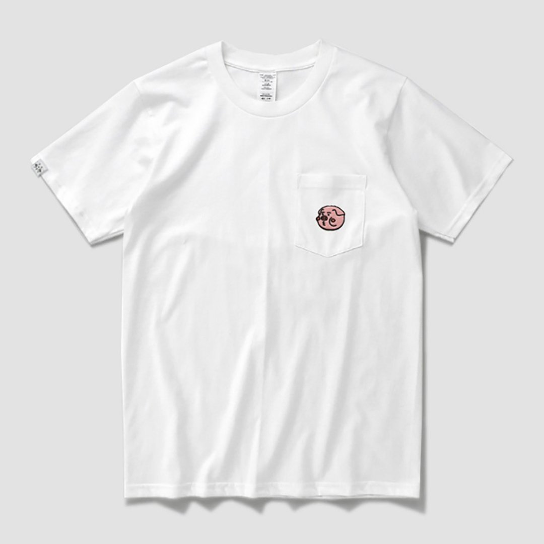 cheeky cheeky 厚面猪 可爱 刺绣贴布 纯棉 短袖T恤 Tee T-Shirt - 女装 T 恤 - 其他材质 白色
