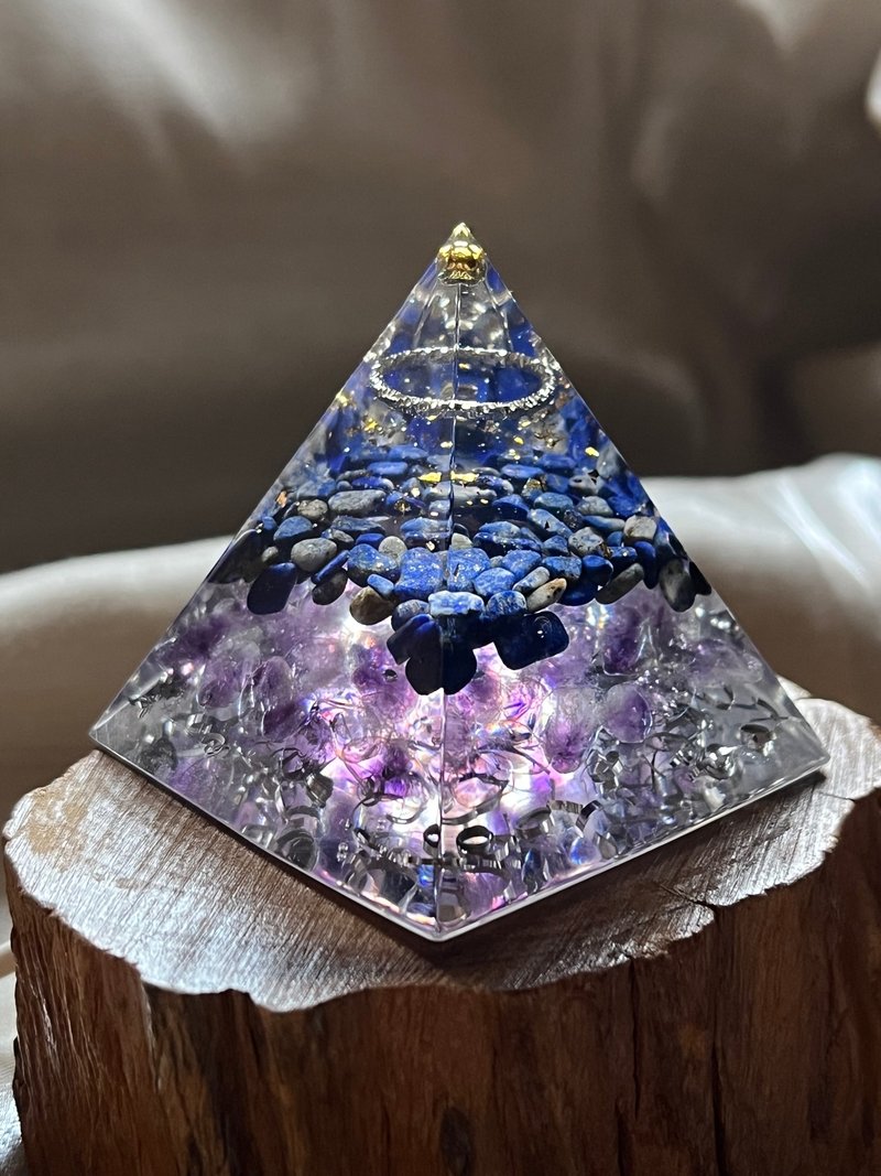 订制【奥刚能量塔-给专注当下的你】青金石/紫水晶-奥根金字塔 - 摆饰 - 树脂 透明