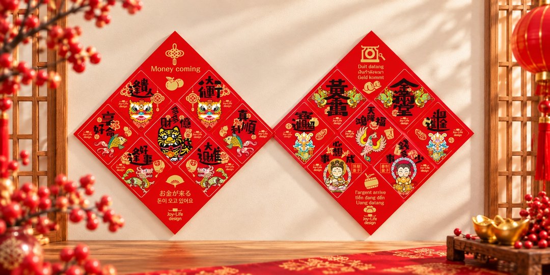 享好命大春联易撕贴 (14 款) - 贴纸 - 纸 红色