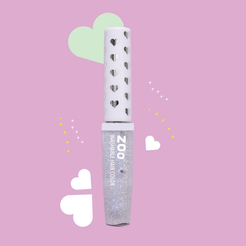 #H4 棉花糖(透明萤光彩色亮粉) | ZOO 魔法头发闪亮凝胶 水洗可卸 - 其他 - 颜料 银色