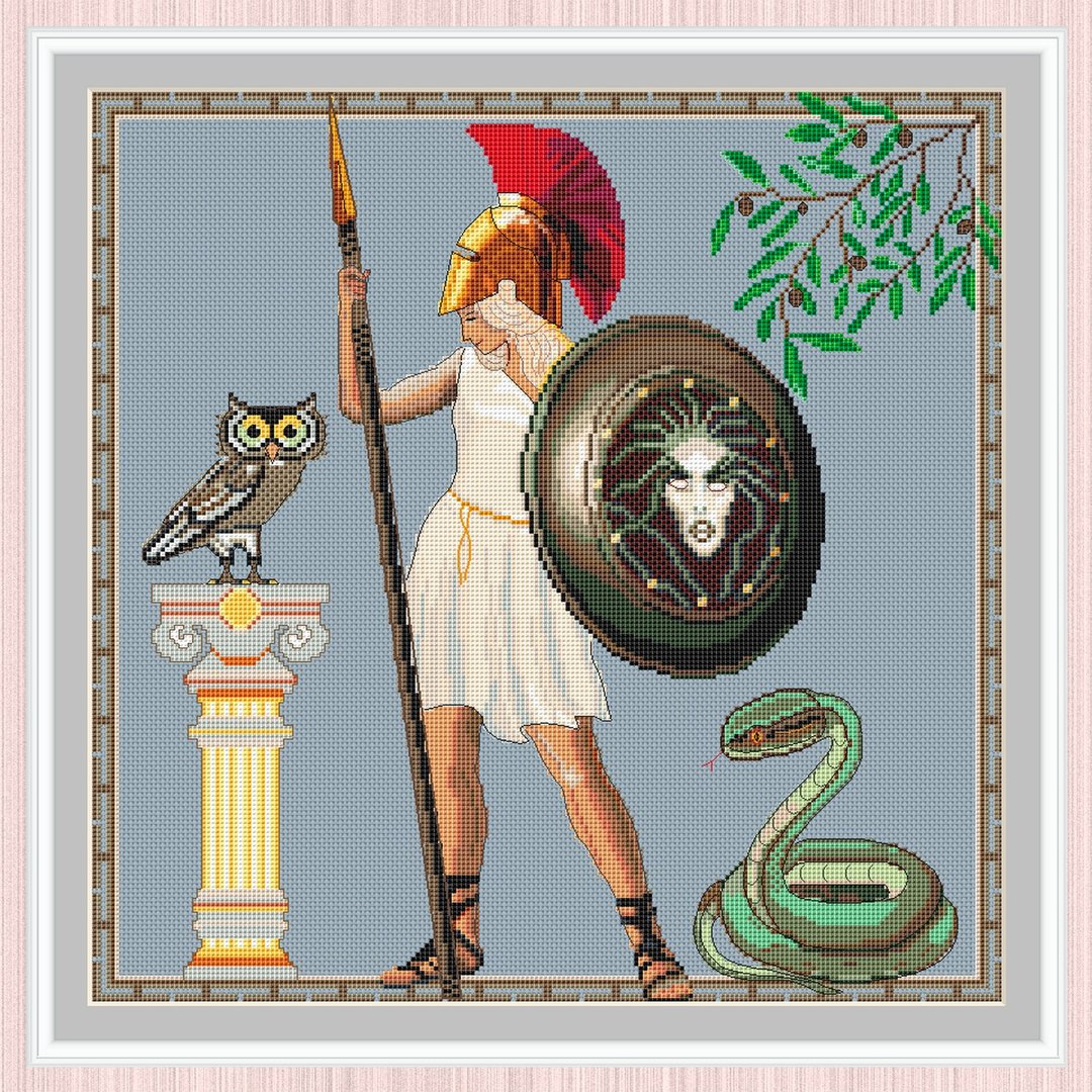 Athena Cross Stitch Pattern | Warrior Goddess | Minerva | - 手工艺教程/工具书 - 其他材质 