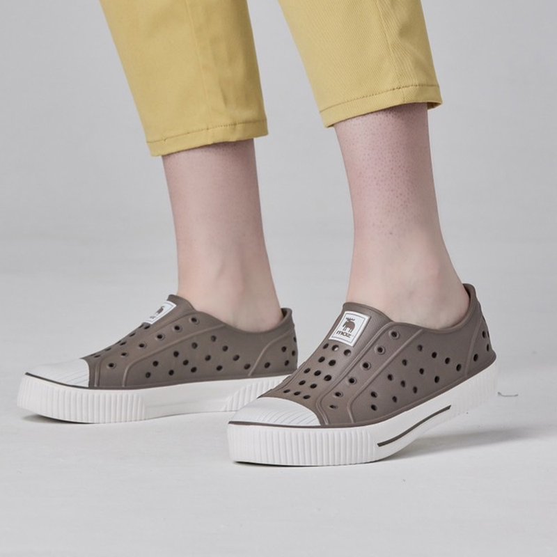 moz瑞典 驼鹿 双色洞洞饼干水鞋 (奶盖巧克力) 舒适厚底-附鞋扣 - 雨鞋/雨靴 - 防水材质 咖啡色