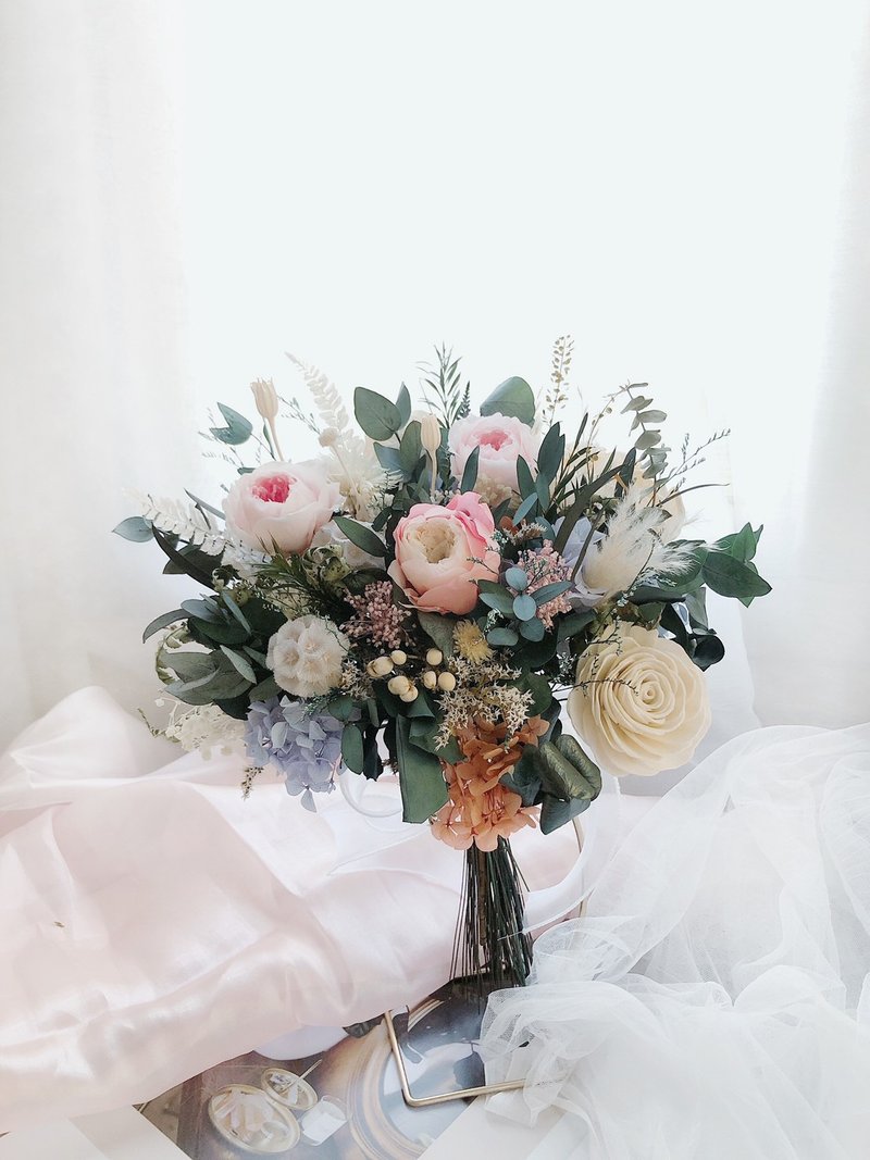 永生花 永生玫瑰花 干燥花 新娘捧花 拍照花束 求婚花束 婚礼婚纱 - 干燥花/捧花 - 植物．花 粉红色