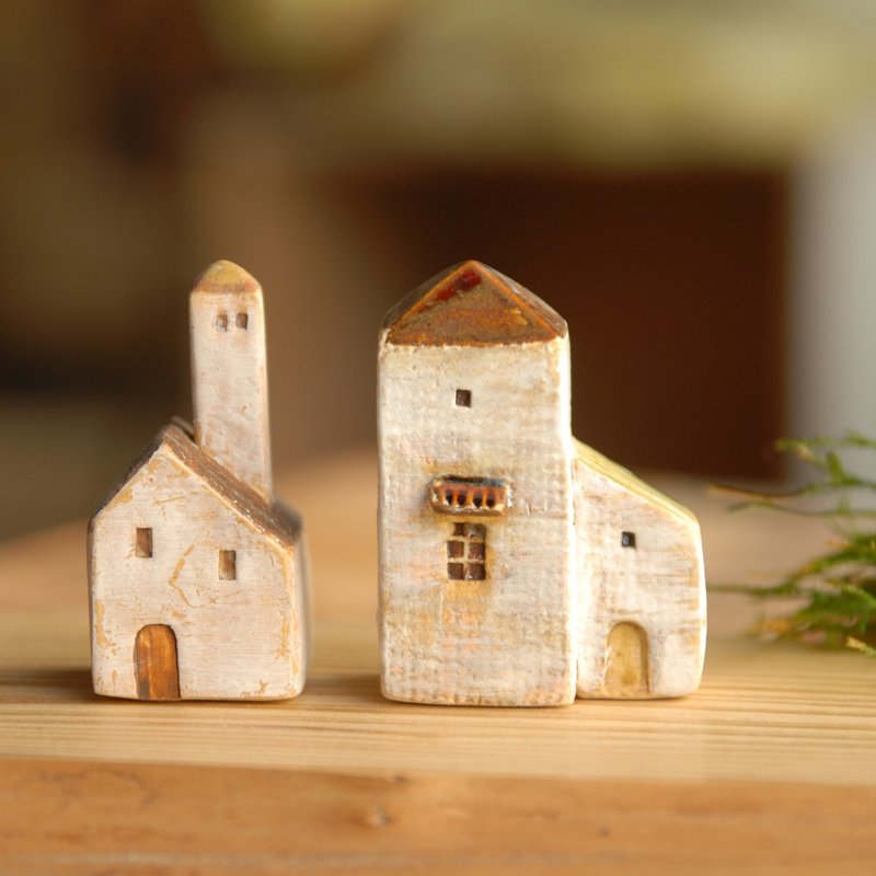 咖啡棕屋顶-6南法小陶屋(陶瓷2件)情人节+生日好礼 - 花瓶/陶器 - 陶 卡其色