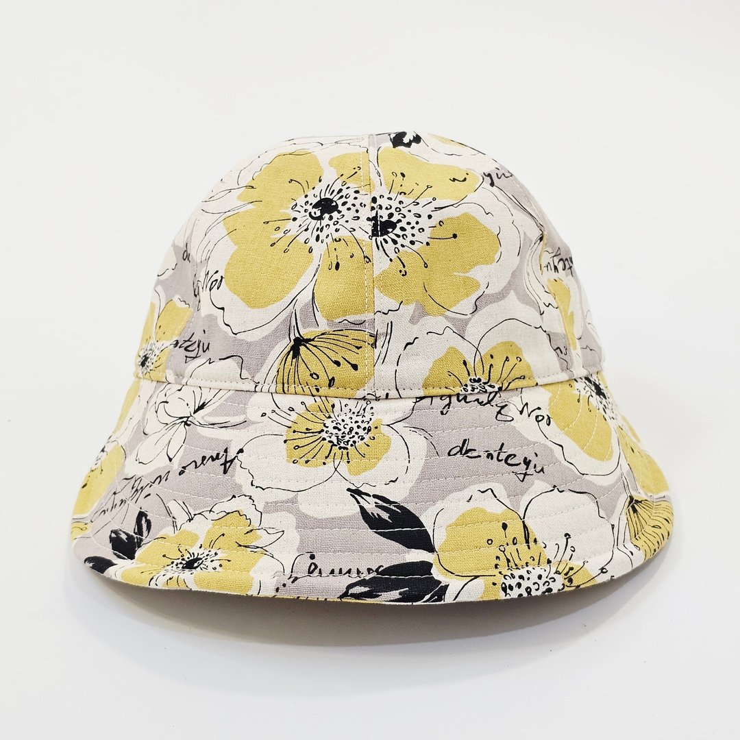 【HiGh MaLi】宽檐棒球帽 | 钢笔线条黄花 #修饰脸型#遮阳#日本布 - 帽子 - 棉 黄色