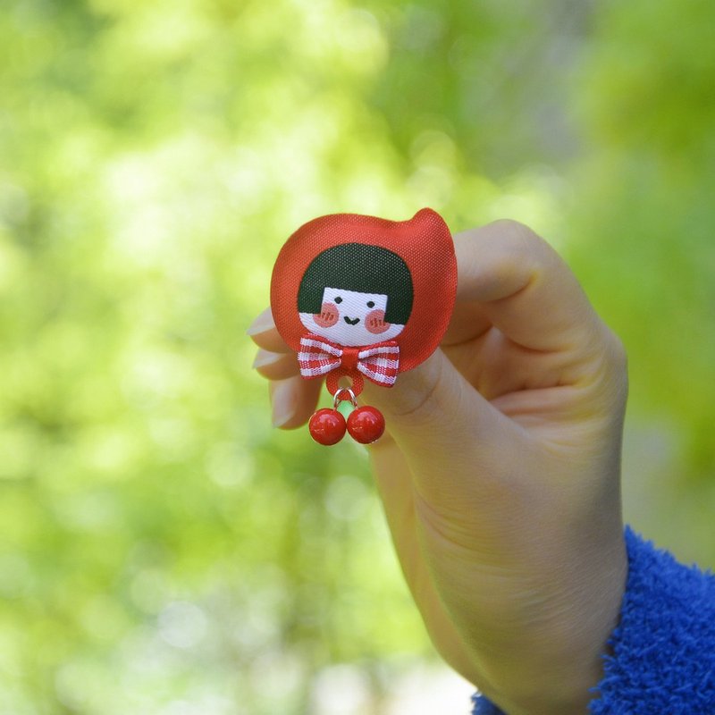 可爱小红帽胸针 森系别针 - 胸针 - 棉．麻 红色