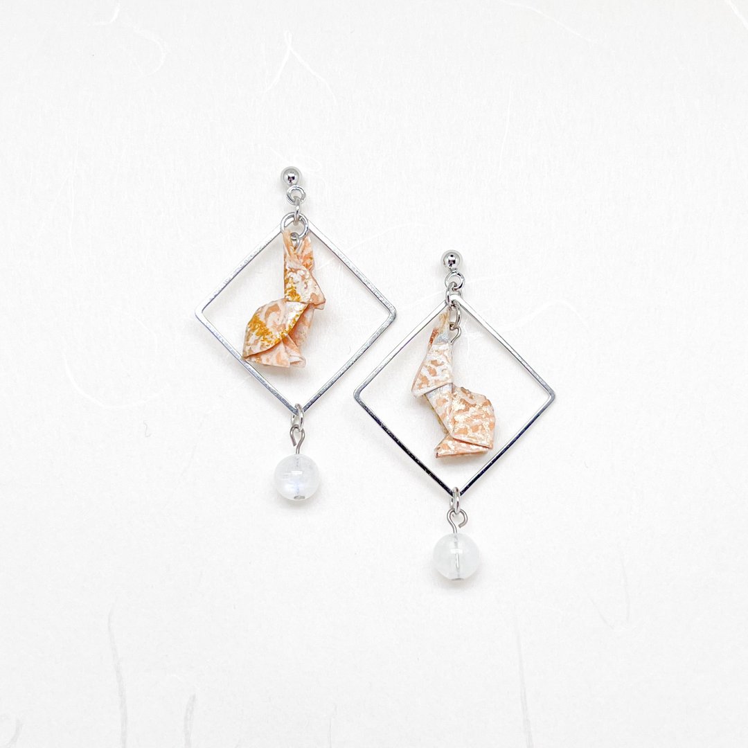 Chearrings | Origami 日本和纸 手工折纸 小兔耳环 | 款式 R002 - 耳环/耳夹 - 纸 金色