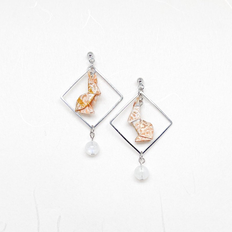 Chearrings | Origami 日本和纸 手工折纸 小兔耳环 | 款式R002 - 耳环/耳夹 - 纸 金色
