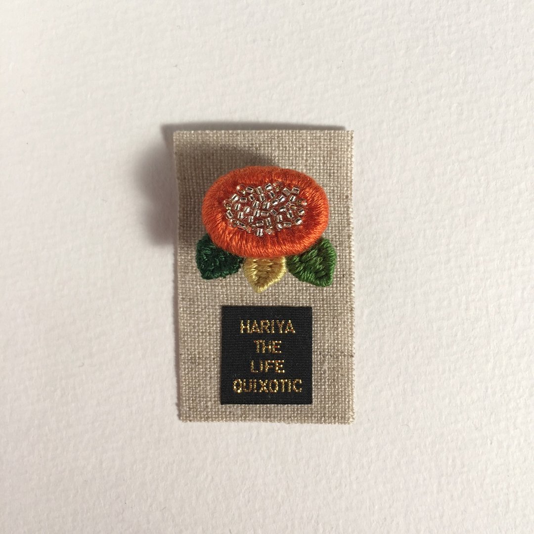 Small flower brooch (Orange) - 胸针 - 绣线 橘色