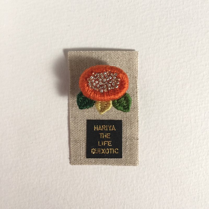 Small flower brooch (Orange) - 胸针 - 绣线 橘色