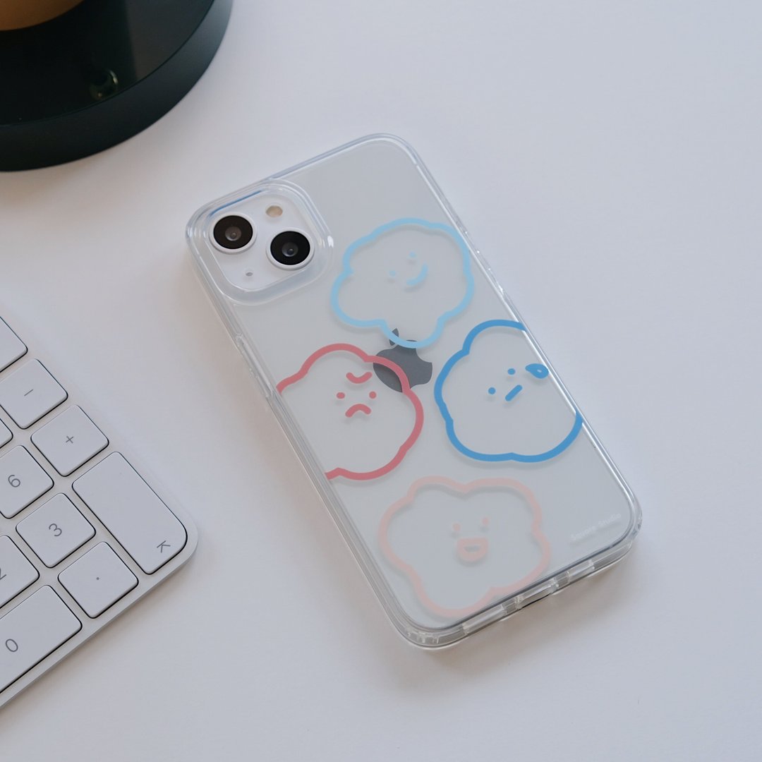 大头喜怒哀乐-防摔方块壳 iphone 12~15 - 手机壳/手机套 - 塑料 透明