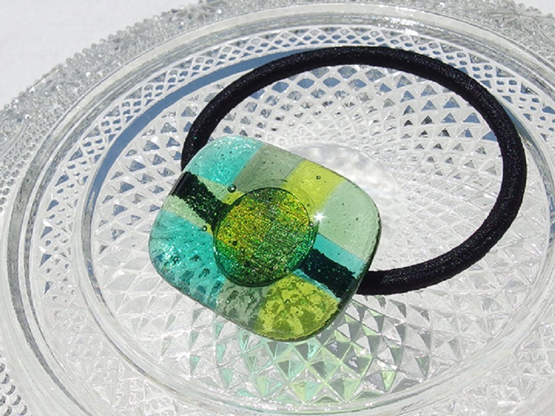 Brick glass (brick [emerald]) hair rubber [can be changed to pony hook] [made-to-order] - 发饰 - 玻璃 绿色