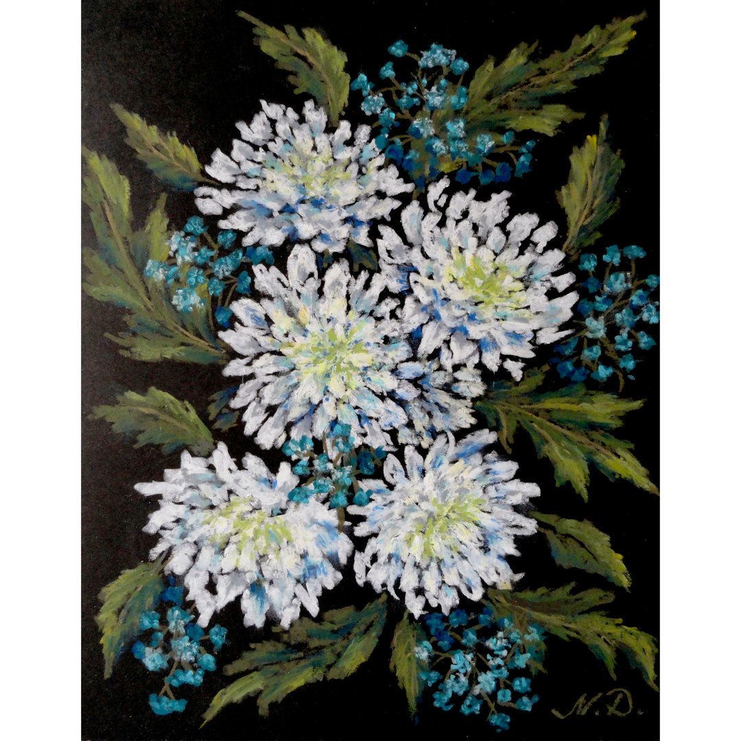 菊花绘画原创艺术花卉绘画花卉艺术品油画棒 - 海报/装饰画/版画 - 纸 多色