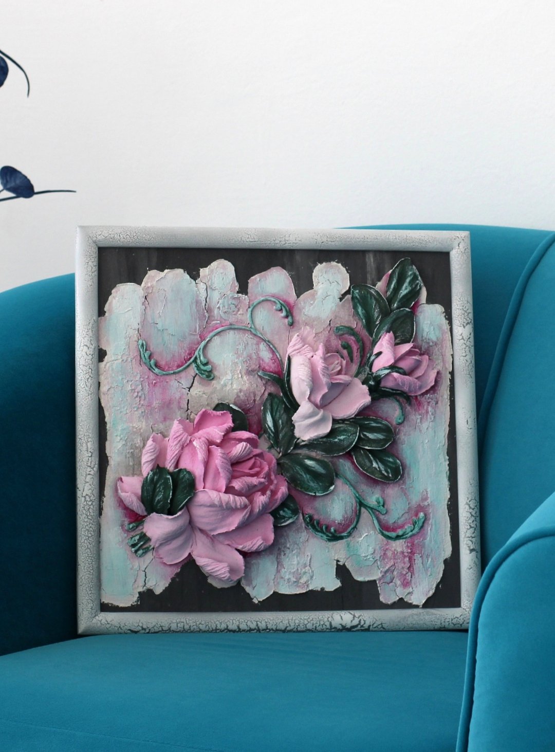 Roses, sculptural painting, an original interior accent and a good gift idea. - 墙贴/壁贴 - 其他材质 