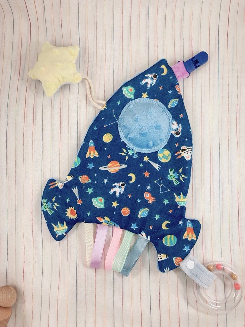 响纸安抚巾 口水巾 婴幼儿用品 儿童玩具 六层纱颗粒绒 - 围嘴/口水巾 - 棉．麻 蓝色