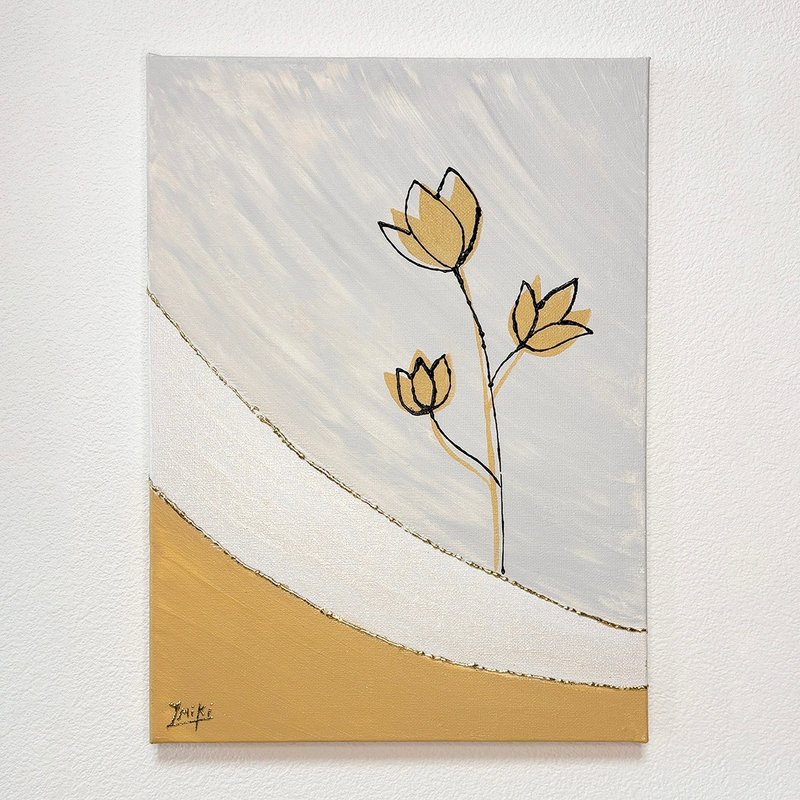 原画 原创 绘画 压克力画 摇曳 33.3×24.2cm - 海报/装饰画/版画 - 其他材质 金色