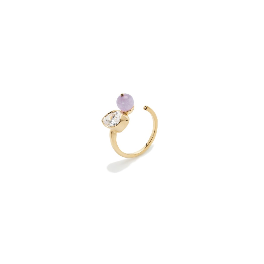 Fleur Kunzite Ring - 戒指 - 纯银 金色