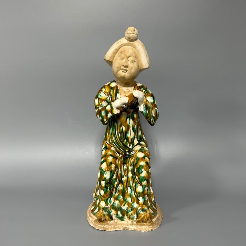 唐三彩女乐俑 - 摆饰 - 陶 卡其色