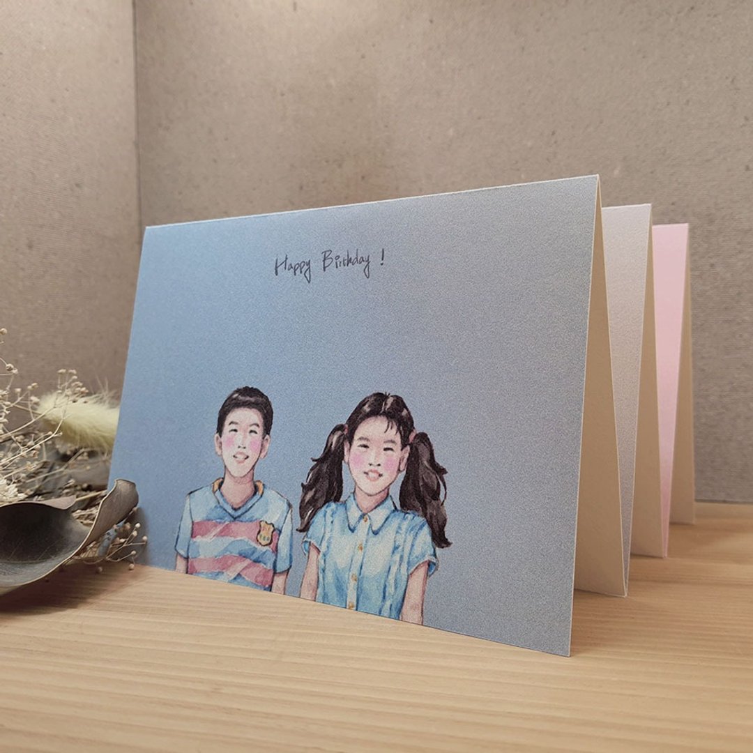 【卡片】定制/似颜绘加购商品-(二入) - 卡片/明信片 - 纸 多色