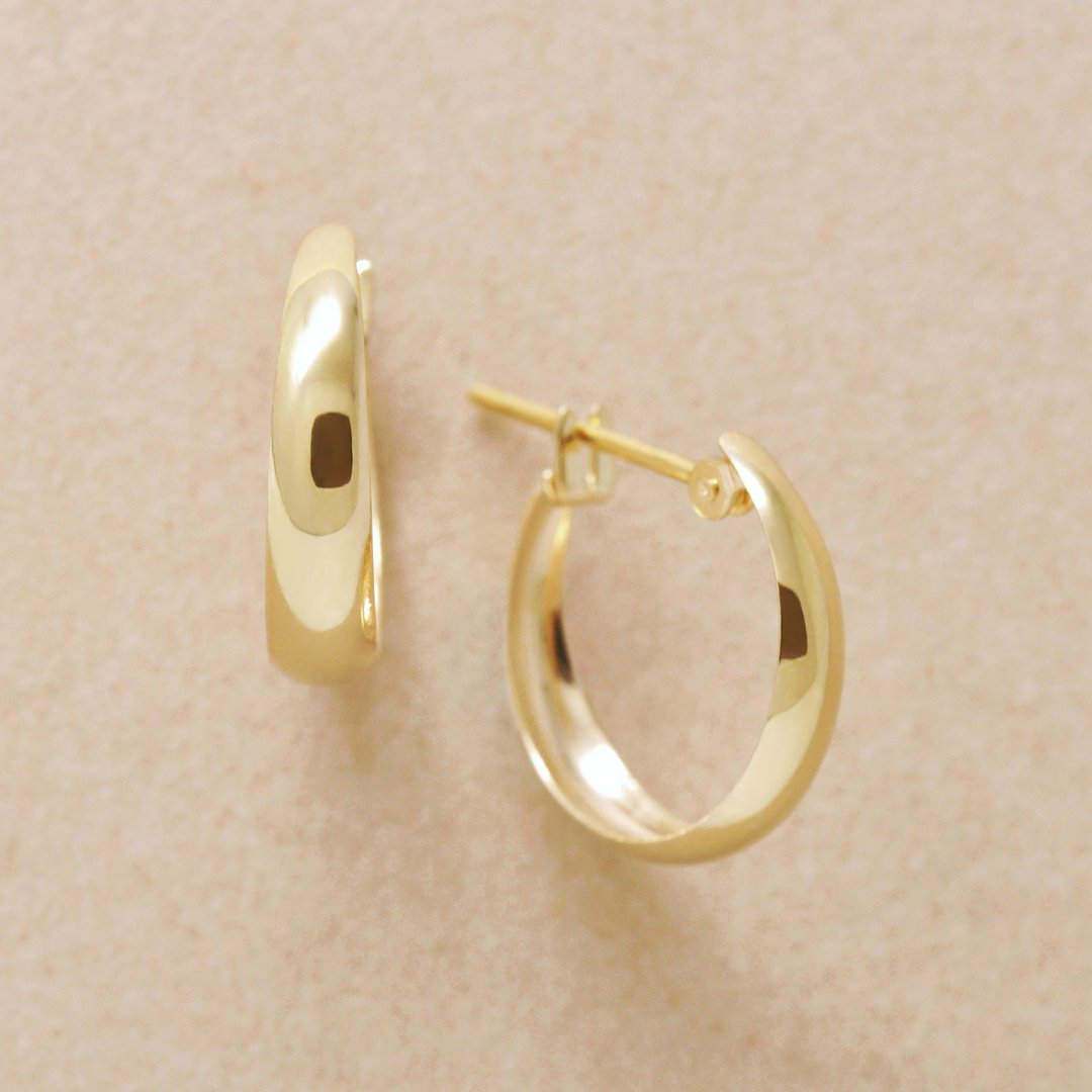 18K/10K 粗圈耳环 (黄金) - 耳环/耳夹 - 贵金属 