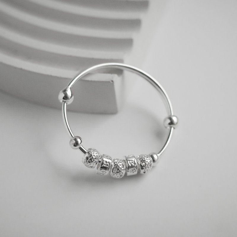 999纯银 幸运五星Baby手镯 弥月礼物 儿童手镯 足银手镯 弥月银饰 - 耳环/耳夹 - 纯银 银色