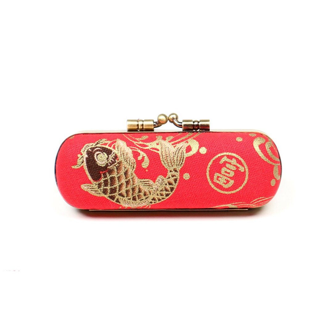 口金 印章盒 口红盒 印章 收纳  - 鲤鱼 mini 鱼跃龙门 (红) - 印章/印台 - 棉 红色
