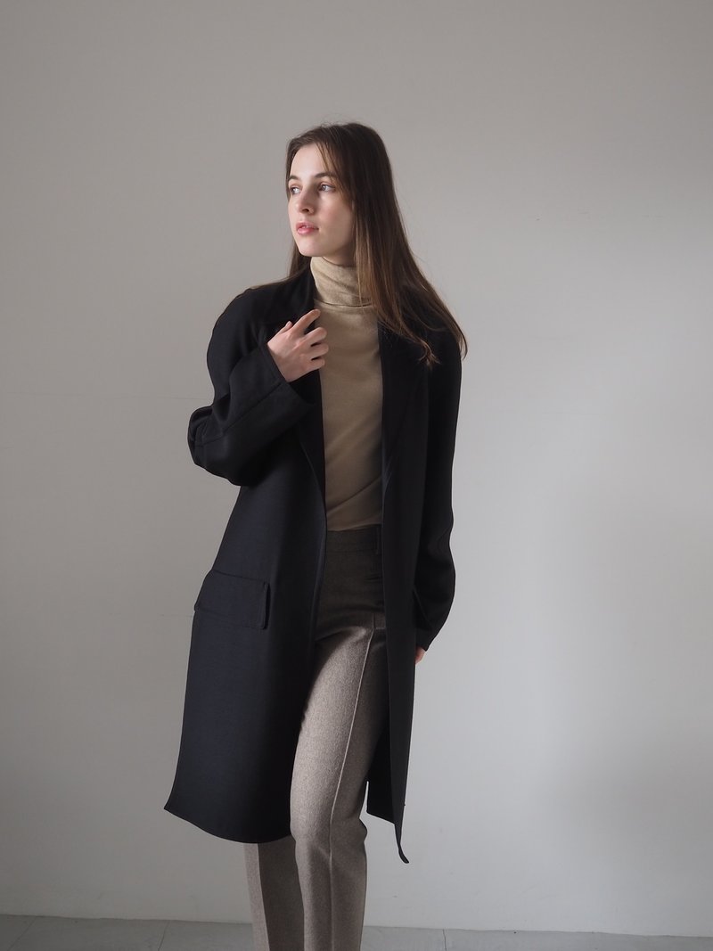 CELINE 赛琳 无扣大衣 尺寸 36 Phoebe Philo 羊毛 黑色 Vintage - 女装西装外套/风衣 - 羊毛 黑色