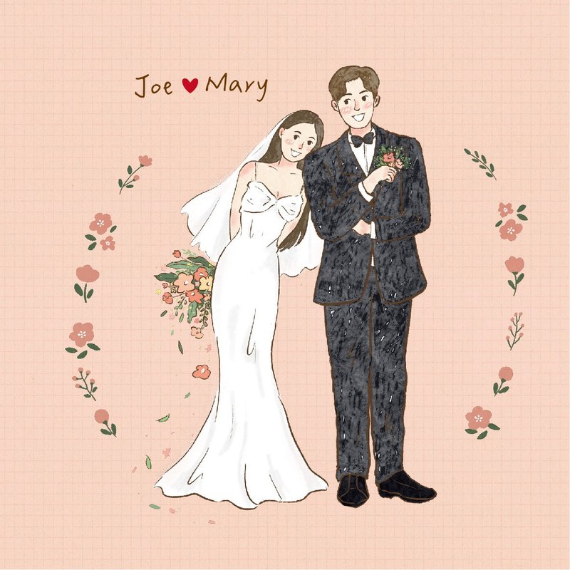 婚纱似颜绘【电子档】 - 电子手绘真人画像/绘画/插画 - 其他材质 