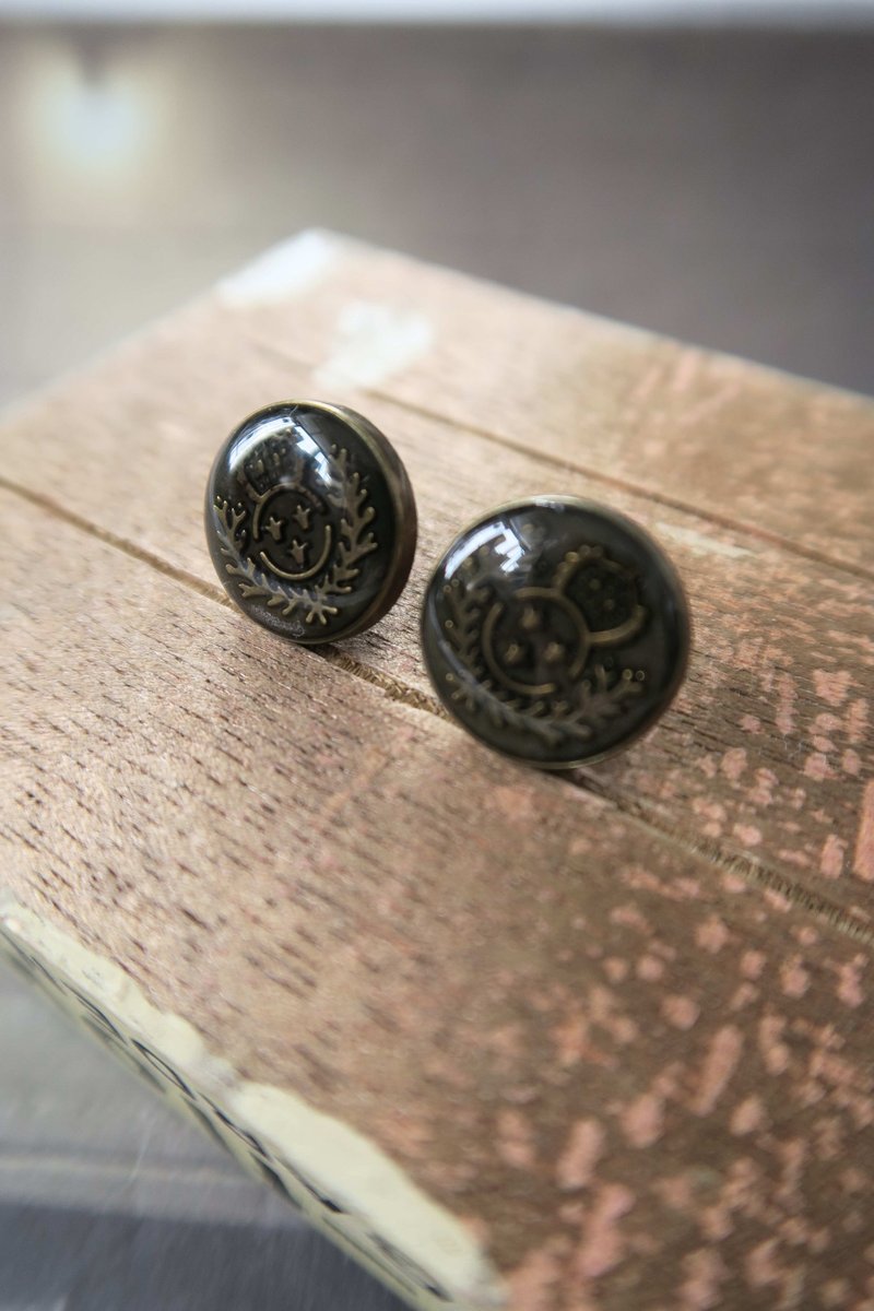 怀旧英伦 图章 古铜  复古个性 中性 耳环 - 耳环/耳夹 - 其他金属 咖啡色