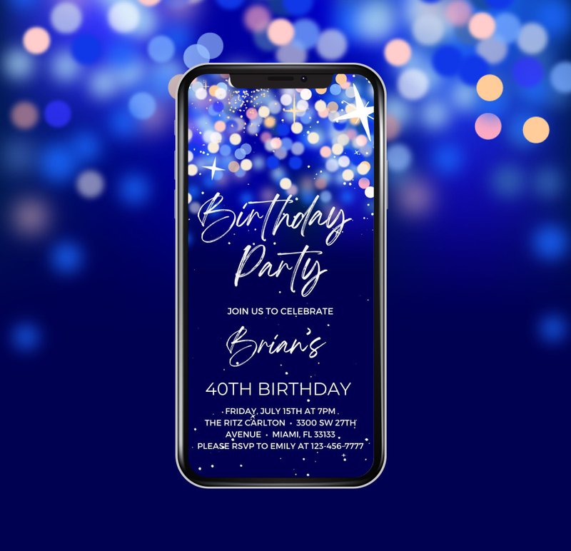 动画生日邀请 Canva 范本 - 在星空下 - 电子喜帖/贺卡/邀请函 - 其他材质 