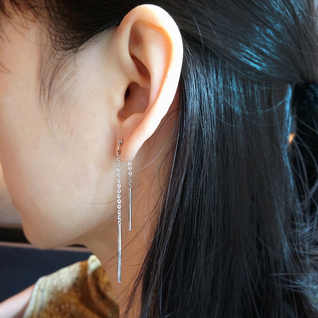 rain earring_细雨耳环 | 925银 限量 设计师手作 - 耳环/耳夹 - 银 银色
