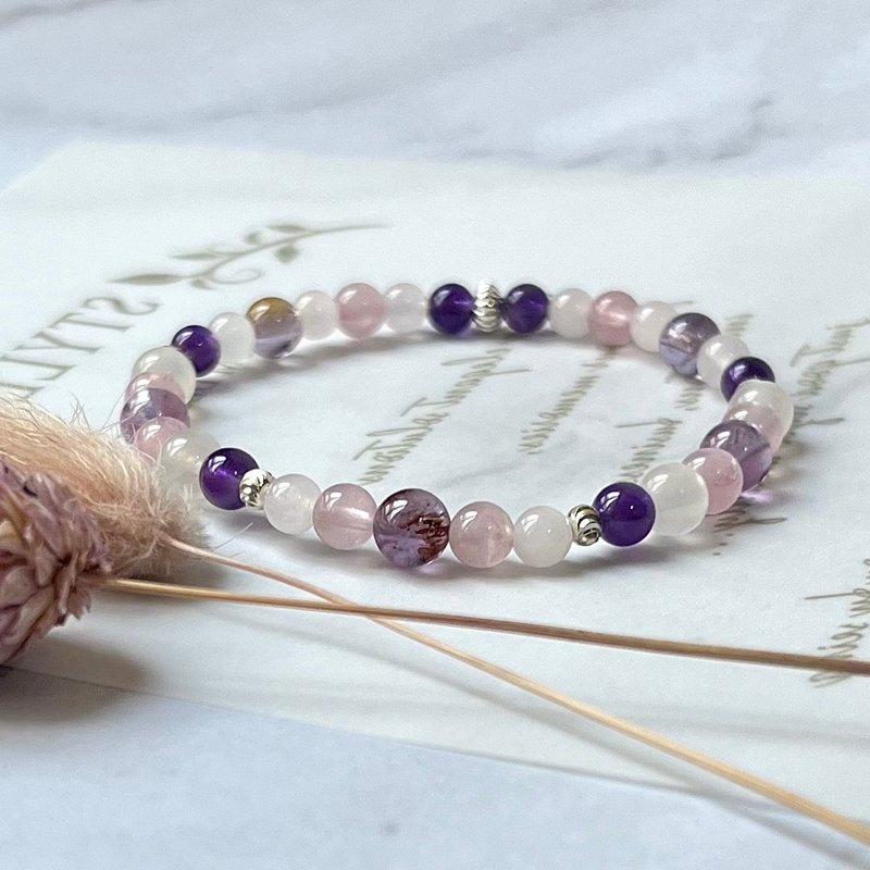 【珍爱自己】水晶手链/粉晶x粉月光石x紫水晶x紫幽灵|心湖微语 - 手链/手环 - 水晶 多色