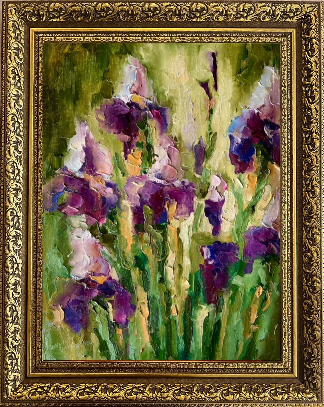 鸢尾花绘画花卉原创艺术抽象蓝色花朵油画厚涂 - 墙贴/壁贴 - 其他材质 紫色