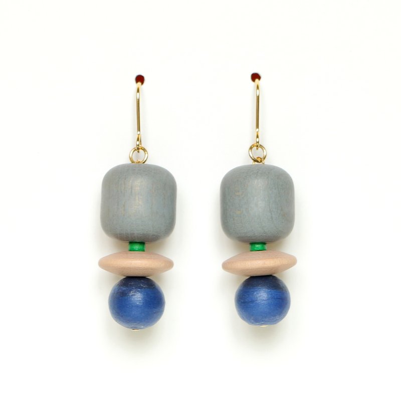clay doll Beads earrings / earrings - 耳环/耳夹 - 玻璃 蓝色